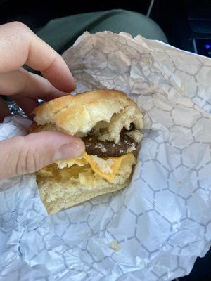 Sausage egg biscuit