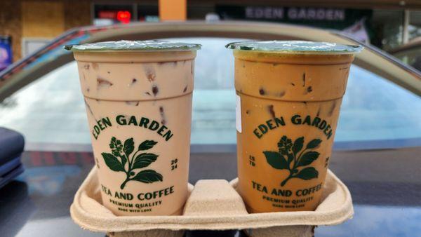 Black milk tea/no boba & Viet Coffee w/condensed milk (9/26/24)