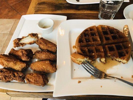 This is chicken and waffles.