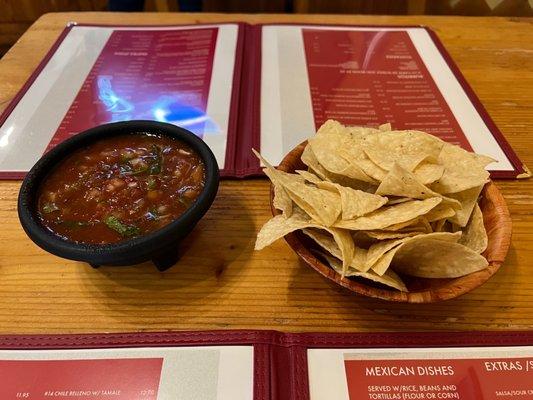 Complimentary chips and salsa