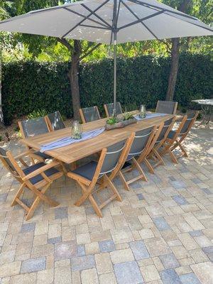 Grass area converted to pavestone to hold table