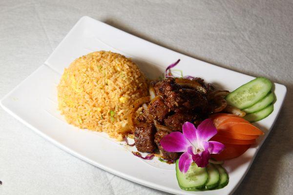 Steak Tips with French Fried Rice