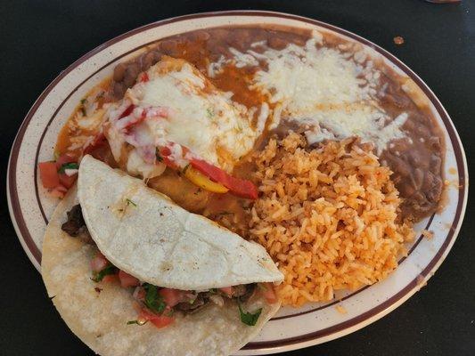 Chili Relleno and taco plate