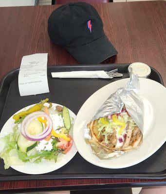 L: Small Greek Salad, $4.99 & R: Regular AKA Medium Chicken Gyro, $8.99.  Lots Of Healthy Food.  I Was Stuffed!