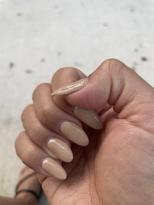 Each nail was completely deformed in some way.