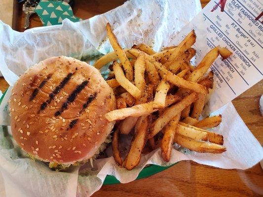 8 Oz burger and hand cut fries