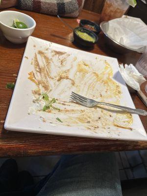 Well it looked good before i totally just devoured it   Fajita cheese burrito,