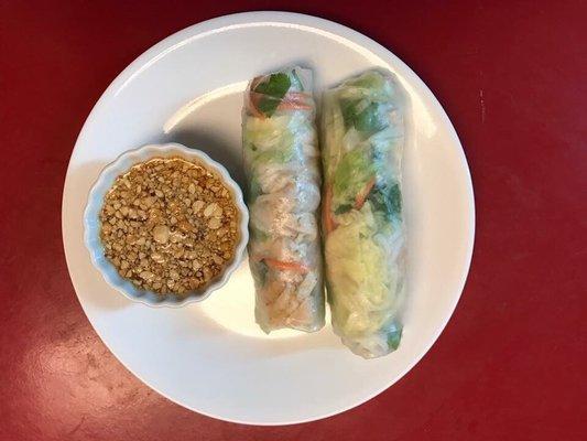 The vegetarian spring rolls for 2.99. Spring roll comes with a choice of meat. Pork. Chicken. Beef. For 2.99 And shrimp for 3.99