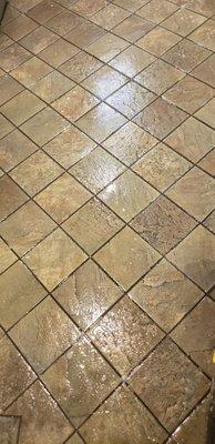 Tile floor cleaning- before