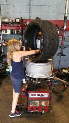 my little women doing tires