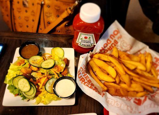 Endless appetizers salad and fries