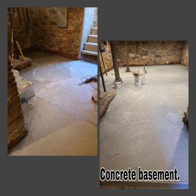 Concrete basement.