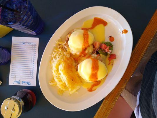 Lobster benedict with hash browns