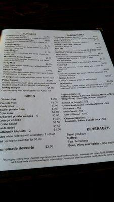 Pic of the menu