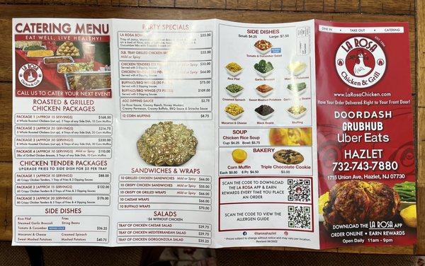 Menu outside