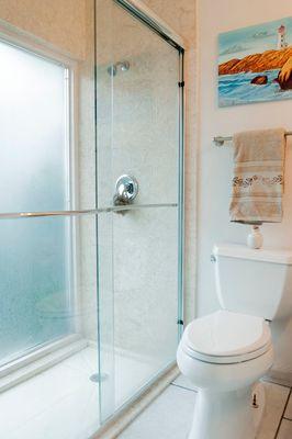 Shower Remodel with Frosted Window & Bathroom Remodel