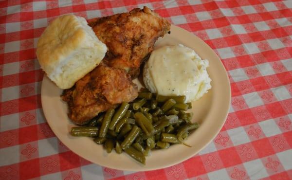 Thursday Night Special - 4:30 - 7:00 - Pan Fried Chicken with Homemade mashed potatoes and Hugh's nearly-famous green beans!