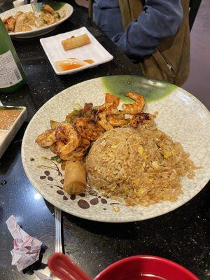 Shrimp, steak and rice