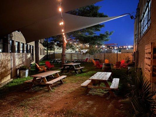 The courtyard at night.