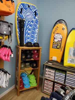 Local Motion hats, and large selection of body boards.....