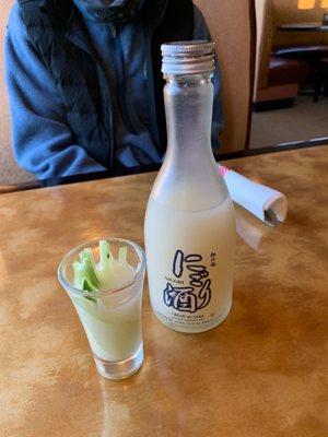 Cold milky sake