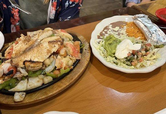 Seafood Fajitas.   The tilapia is exceptional as is the rest of the sea food meat.