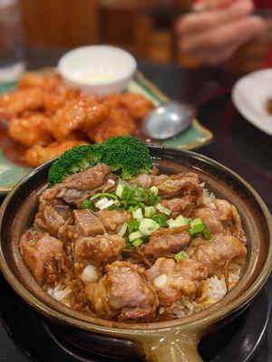 Pork rib clay pot and sweet and sour fish filet