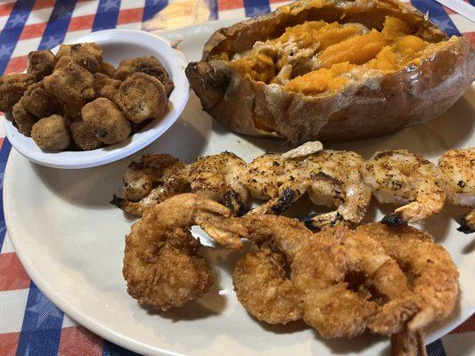 Special shrimp (grilled & fried) plate