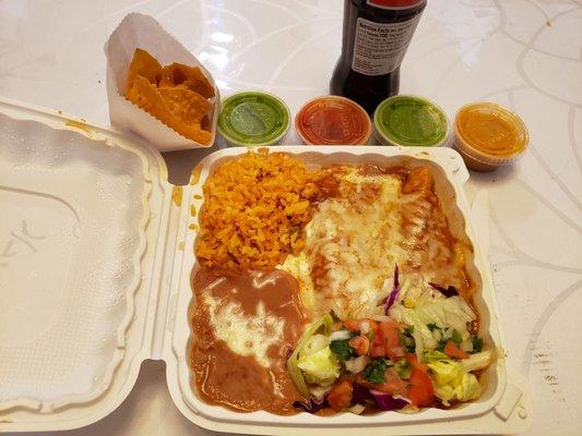 Steak enchiladas plate