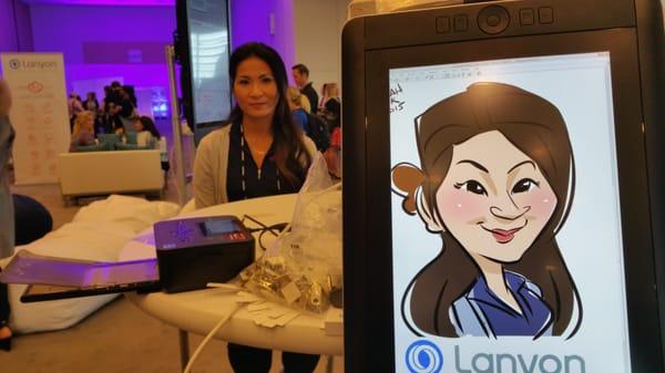 Caricature Artist Salah drawing at a digital caricature Event