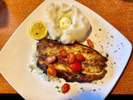 Sea bass and mashed potatoes