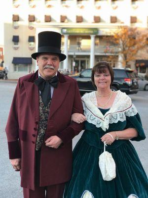 My wife and I in front of The Historic Gettysburg Hotel.