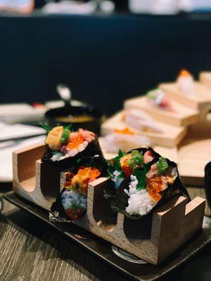 hand roll with uni and otoro