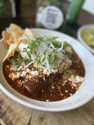 Chicken mole enchiladas