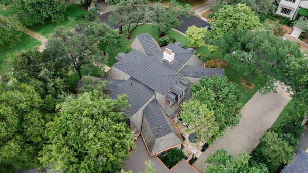 Aerial view of roof project in 2018