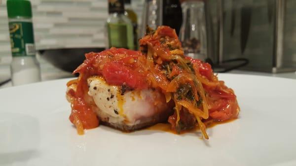 Hake Fish with tomato sauce from Chef Charlie