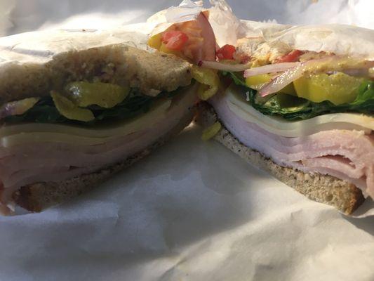 Custom turkey sandwich on rye -- delicious!