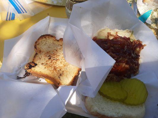 "Grilled" cheese and pulled pork