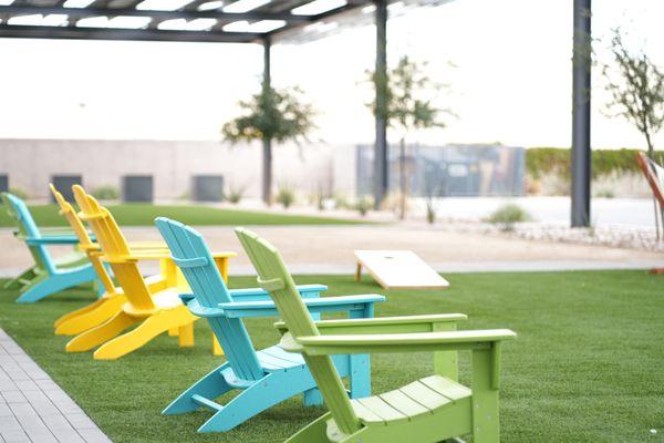 wide open outdoor area under a covered patio