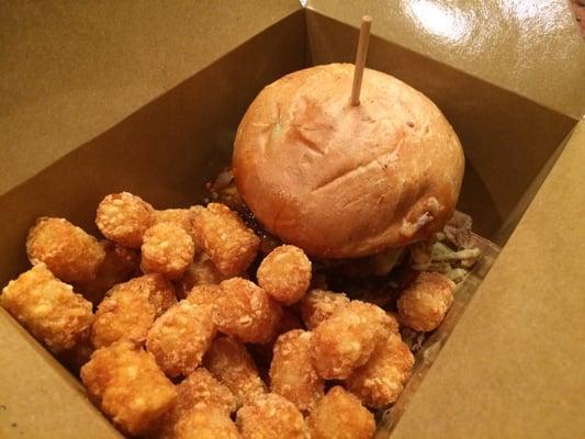 Sweet Heat burger and tots