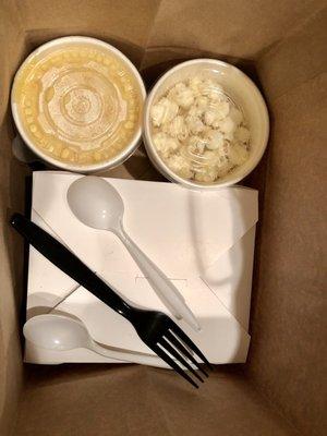 soup and popcorn package separately