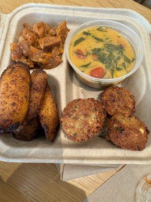 Plantains, Tuscan veggie soup, Akara Patties