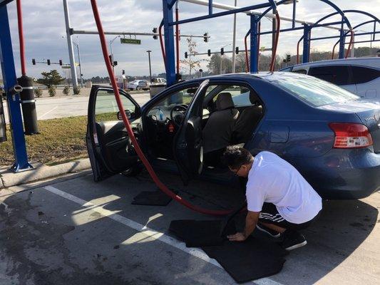 Bae getting the carpets cleaned