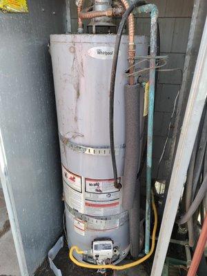 Old leaking water heater