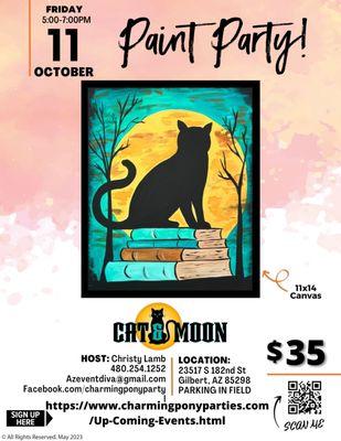 Oct 11th Paint Night Book Your Spot directly on our Website.