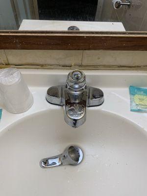 Bathroom sink handle falls off the faucet