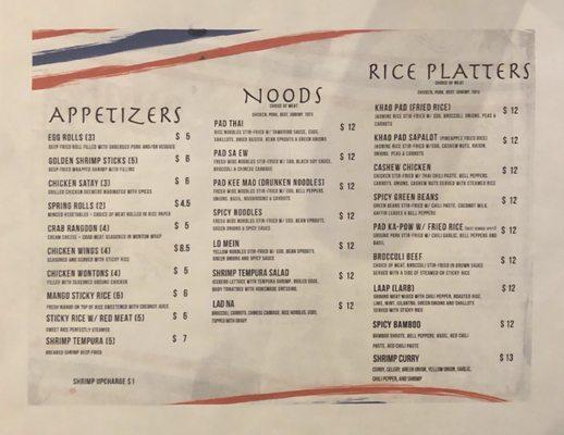 Menu 1 June 2022