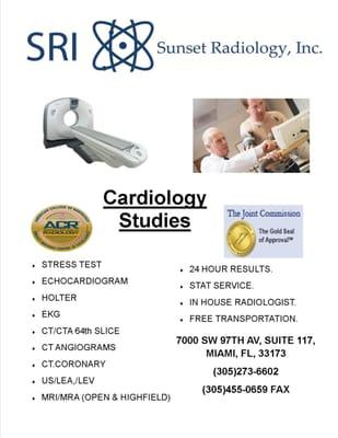 Si tu Cardiologo te manda uno de los siguientes estudios,  llamanos al (305)273-6602