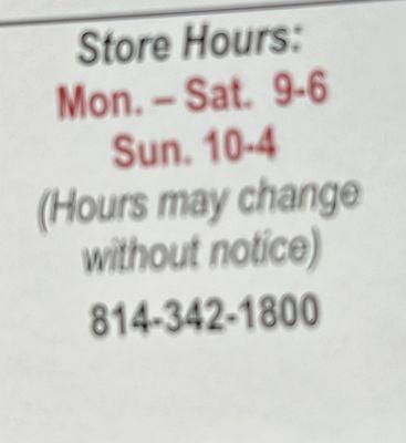 Store hours