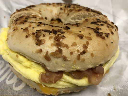 Bacon, Egg & Cheese on Onion Bagel!